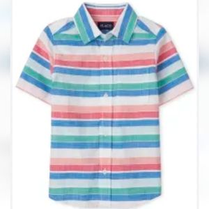 Children’s Place Boys Striped Chambray Button Up Shirt size 7/8